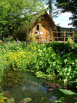 The boathouse overlooking the large pond